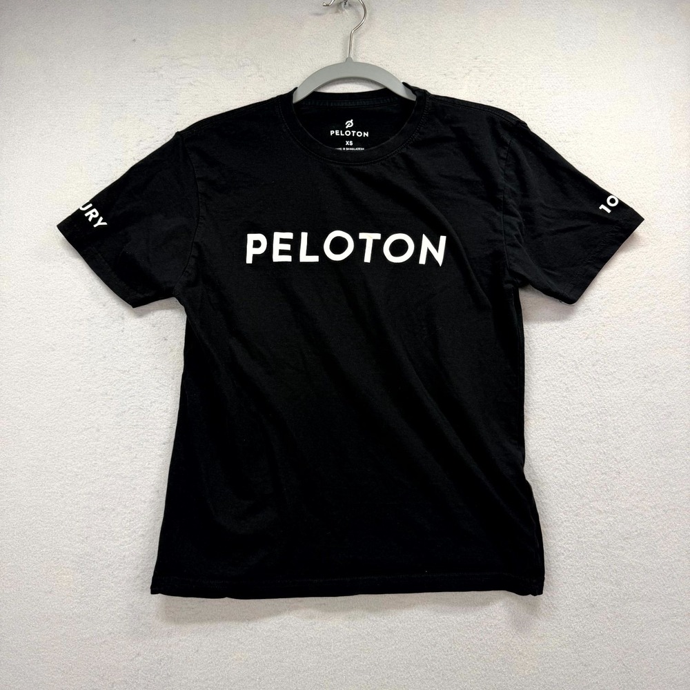 Peloton 100 Ride Century T-Shirt Unisex Adult XS Black Casual Crew Neck Pullover